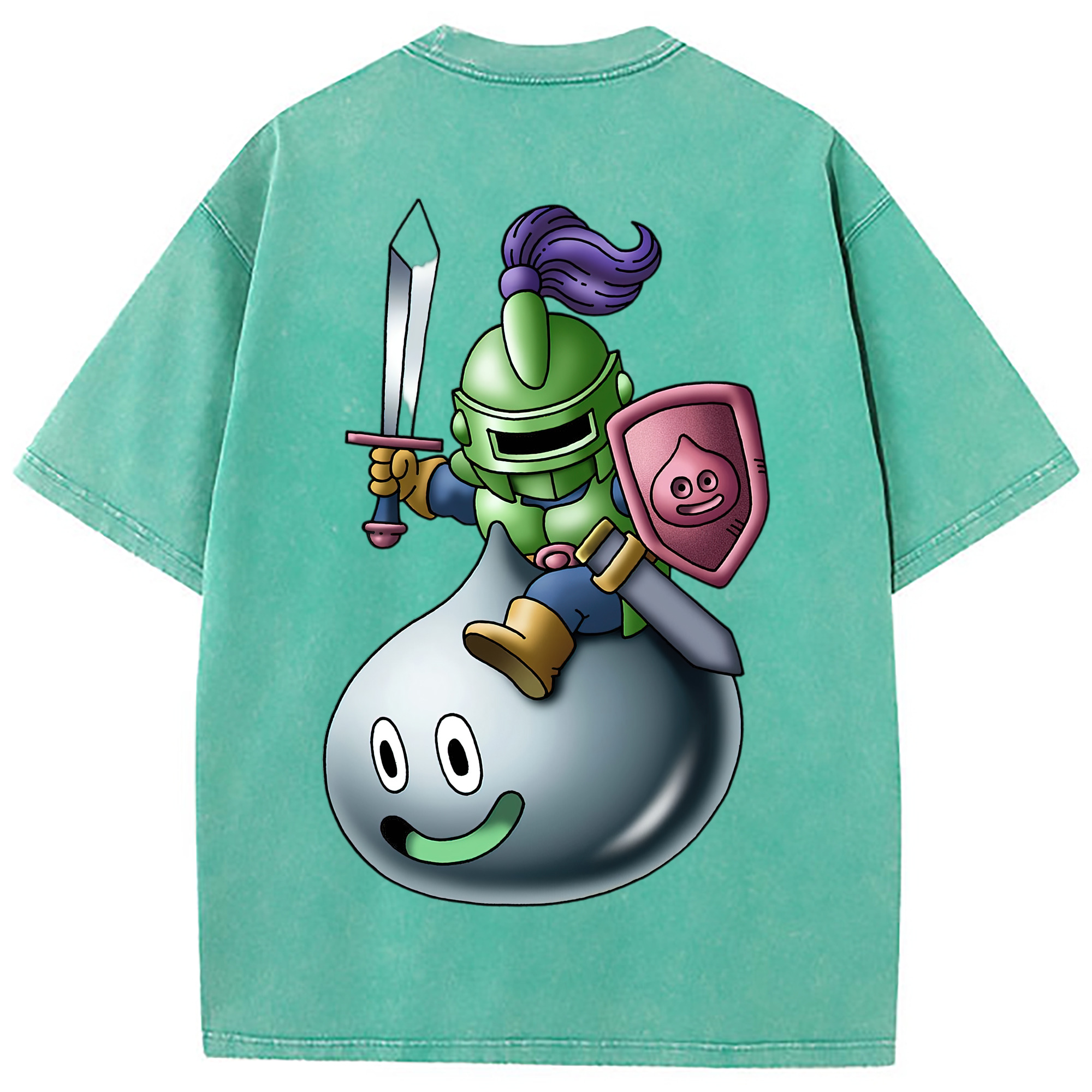 （画像用） ドラゴンクエスト Doragon Kuesuto Dragon Quest 綿100% ヴィンテージ風 半袖Tシャツ（背面プリント）